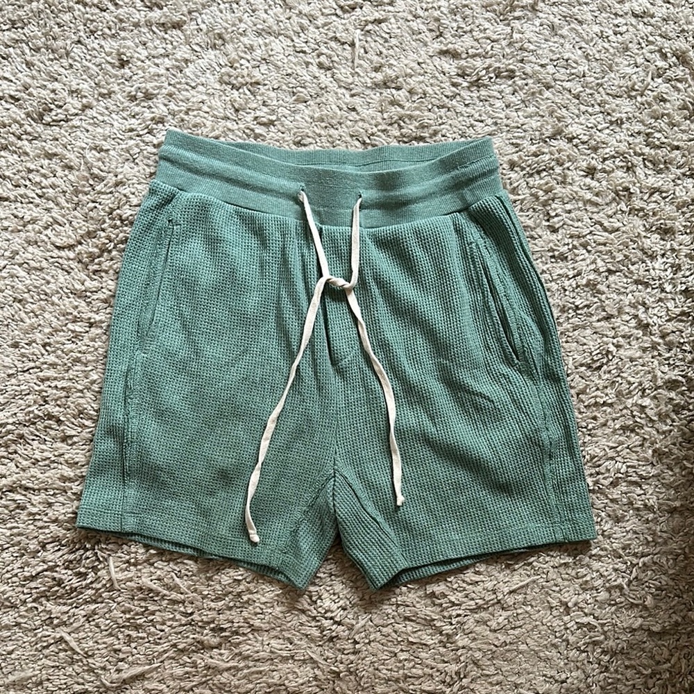 Green Waffle Knit Shorts